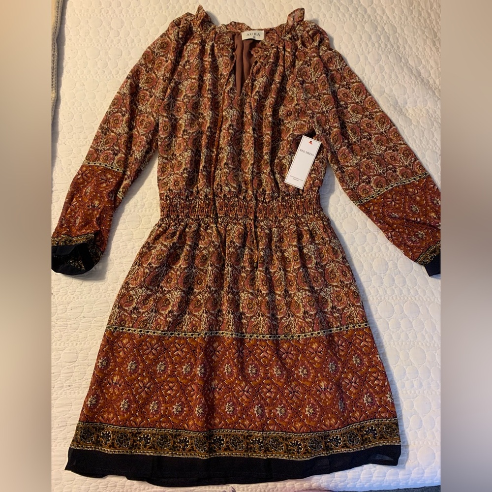 Aura Bohemian Long Sleeve Dress, size S
